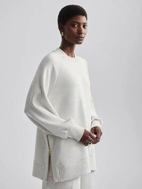 VARLEY nicole boyfriend sweatshirt ivory marl side zip lounge oversize size M